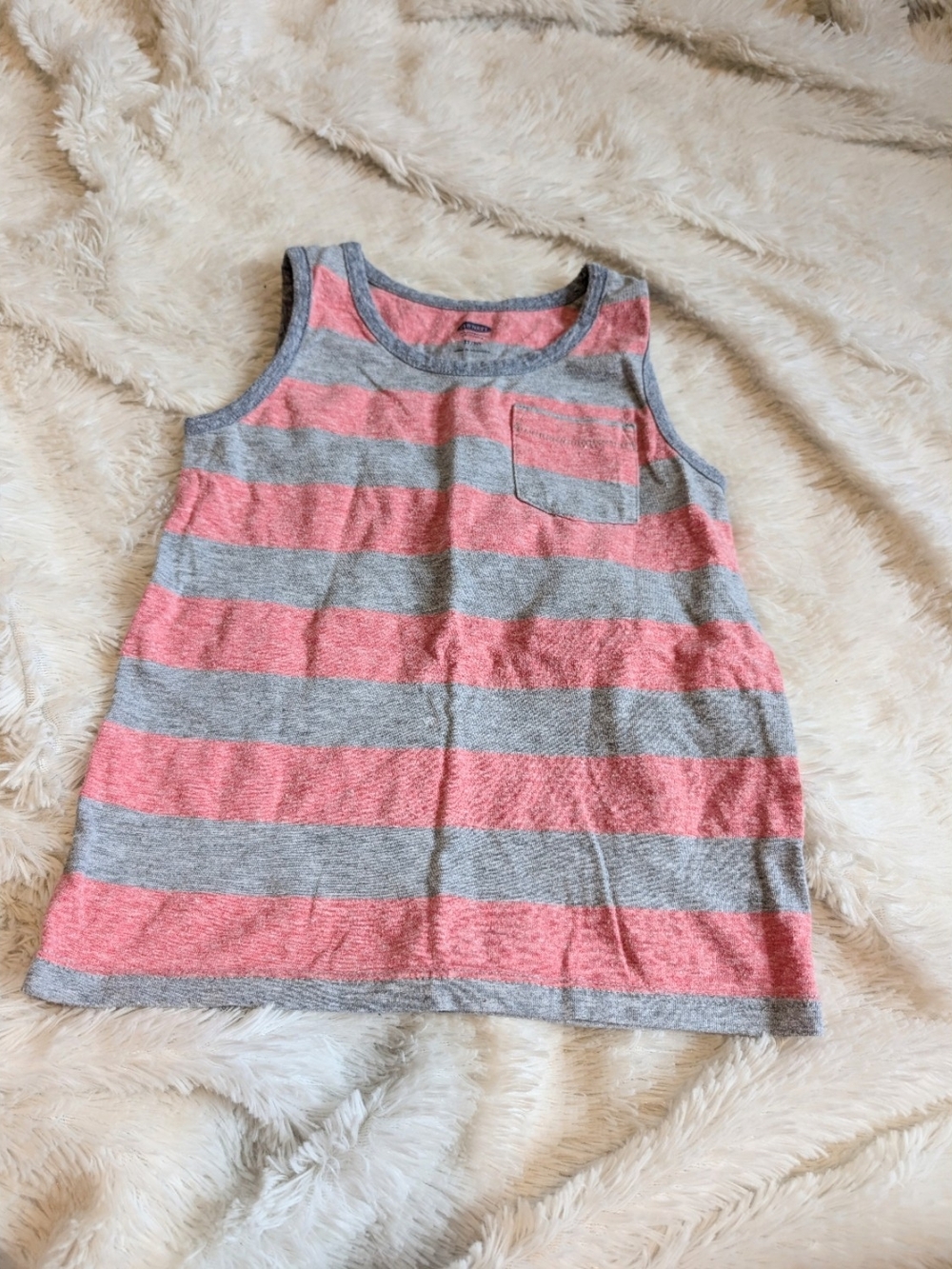 Old Navy Cotton Blend Red and Gray Striped Tank Top Toddler Size 3T